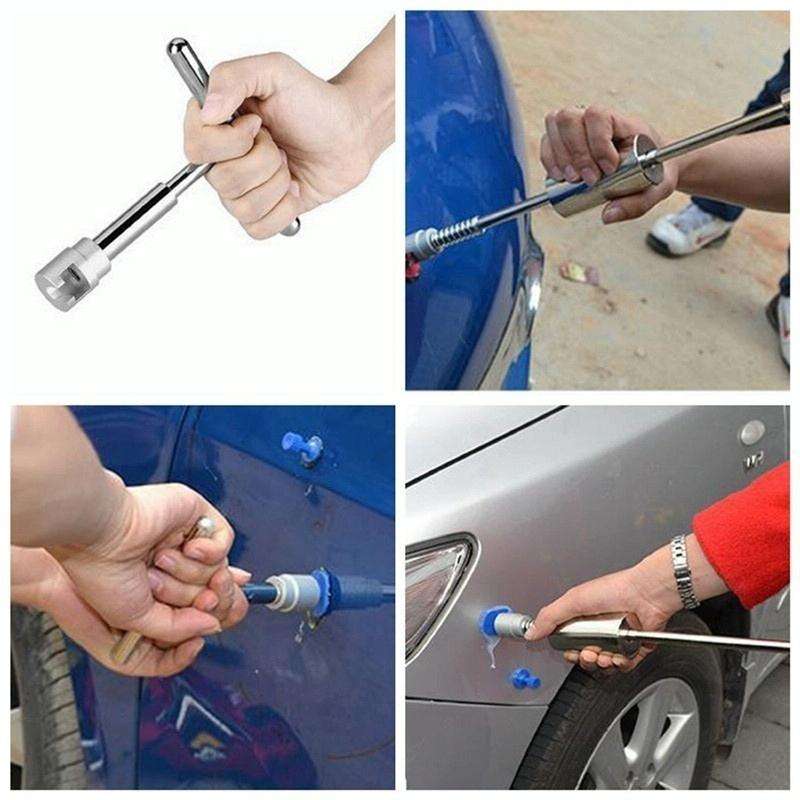19 in 1 Auto Repair Body Tool Kit Paintless Dent Repair Hail Removal Silver T Bar Slide Hammer De...