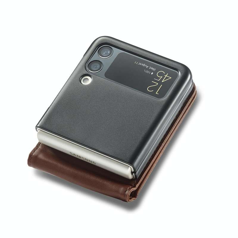 For Samsung Galaxy Z Flip4 5G LC.IMEEKE Calf Texture Leather Phone Case(Brown)