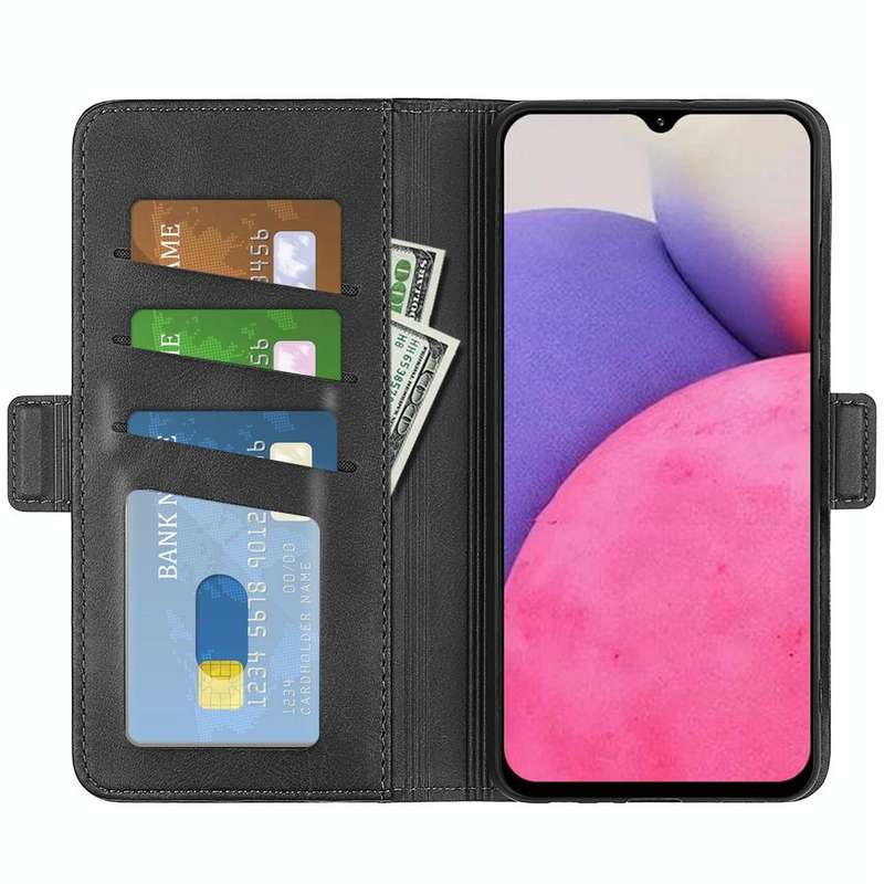 For Samsung Galaxy A33 5G Dual-side Magnetic Leather Case with Holder & Card Slots & Wallet(Black)