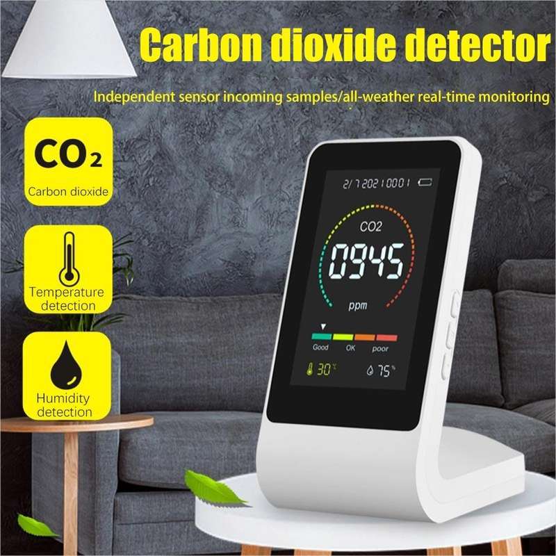 T03 3 In 1 Carbon Dioxide Detector Air Quality Monitor( Semiconductor White)