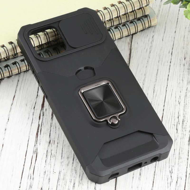 For Samsung Galaxy A03 Sliding Camera Cover Design PC + TPU Shockproof Phone Case(Black)