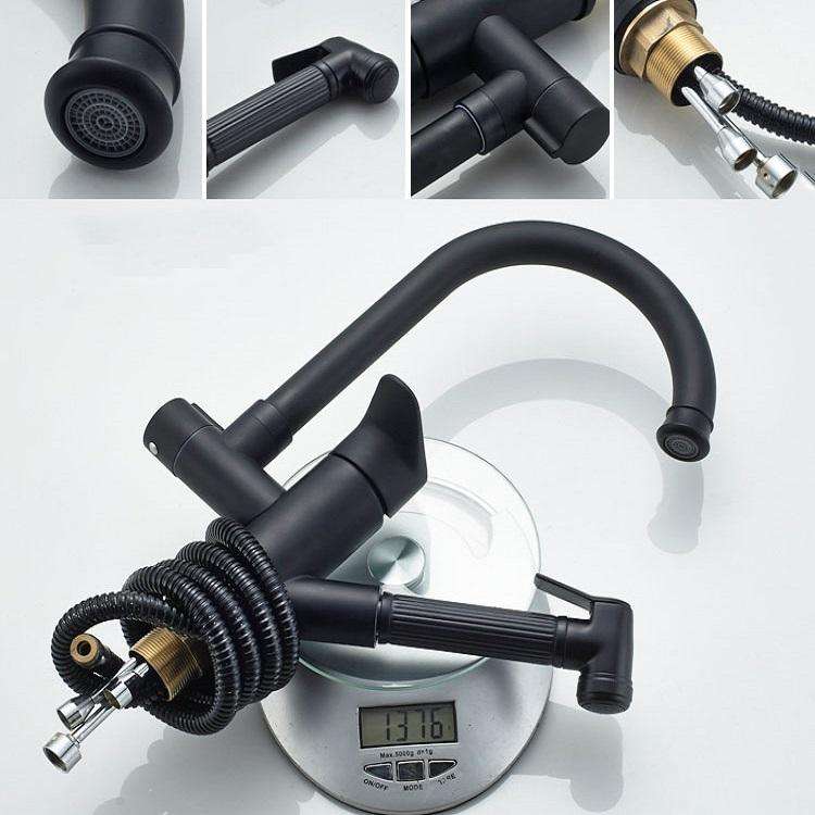 Kitchen Pull-Out Double Faucet Water Table Hot And Cold Water Faucet, Specification: Round Univer...