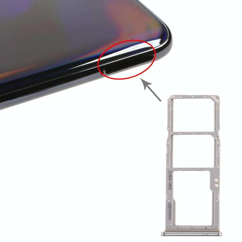For Galaxy A70 SIM Card Tray + SIM Card Tray + Micro SD Card Tray (Grey)