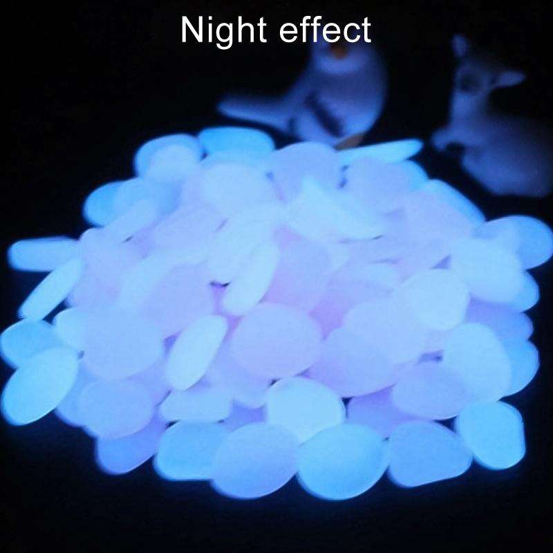 100 PCS Glow in The Dark Garden Pebbles for Walkways & Decoration and Plants Luminous Stones(Dark...