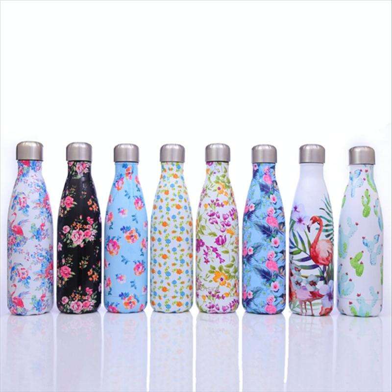 Animals Plants Pattern Thermal Cup Vacuum Flask Heat Water Bottle Portable Stainless Steel Sports...