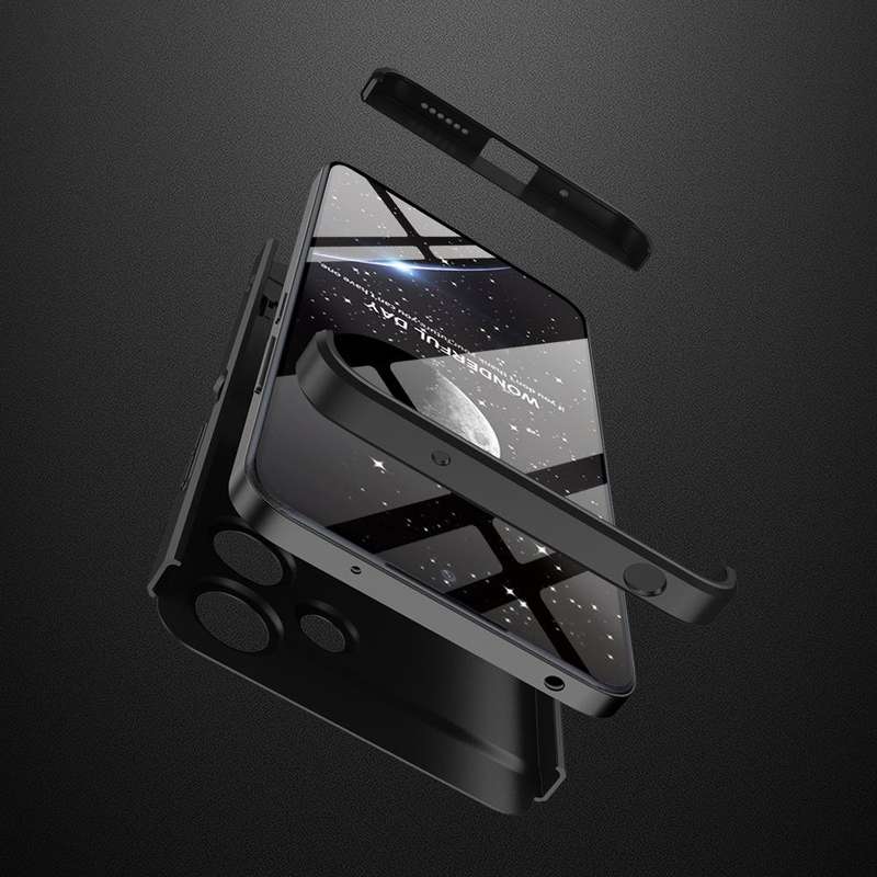 For Xiaomi Redmi 12 5G GKK Three Stage Splicing Full Coverage PC Phone Case with Stand(Black)