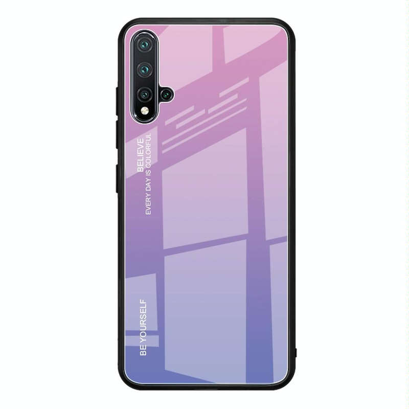 For Huawei Nova 5 / Nova 5 Pro Gradient Color Glass Case(Light Purple)