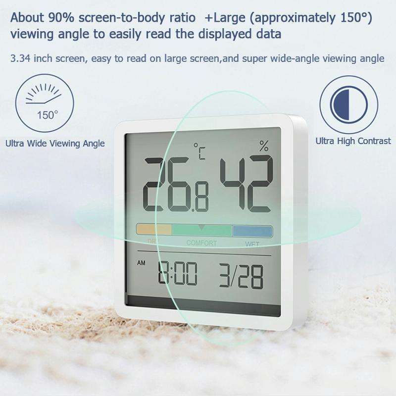 Original Xiaomi Youpin Miiiw Silent Indoor Temperaturer And Humidity Clock with Large 3.34 inch L...