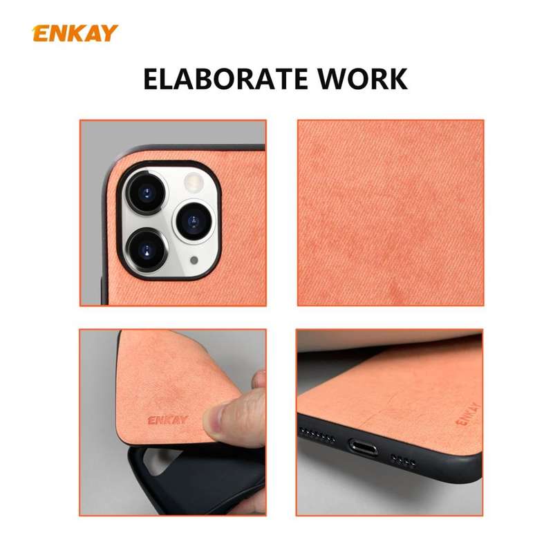 For iPhone 11 Pro Max ENKAY ENK-PC030 Business Series Fabric Texture PU Leather + TPU Soft Slim C...