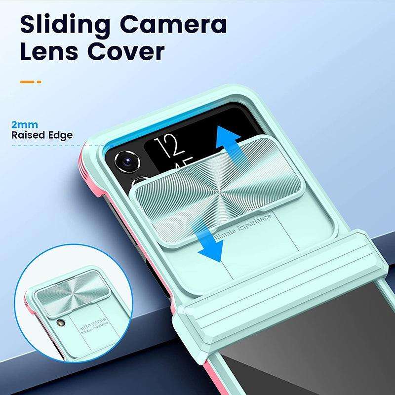 For Samsung Galaxy Z Flip4 360 Full Body Sliding Camshield Phone Case(Blue)