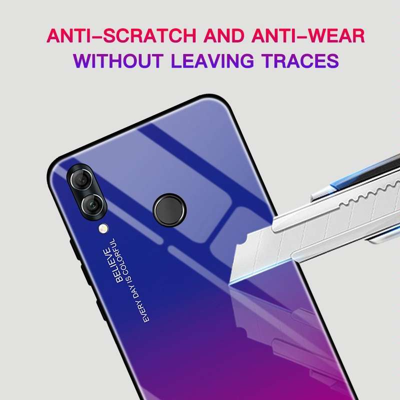 For Huawei Honor 10 Lite Gradient Color Glass Case(Purple)