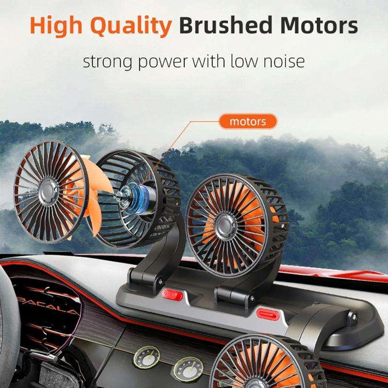 F4310 360-Degree Rotating Adjustable Car Three-Head Fan, Style:12V Cigarette Lighter