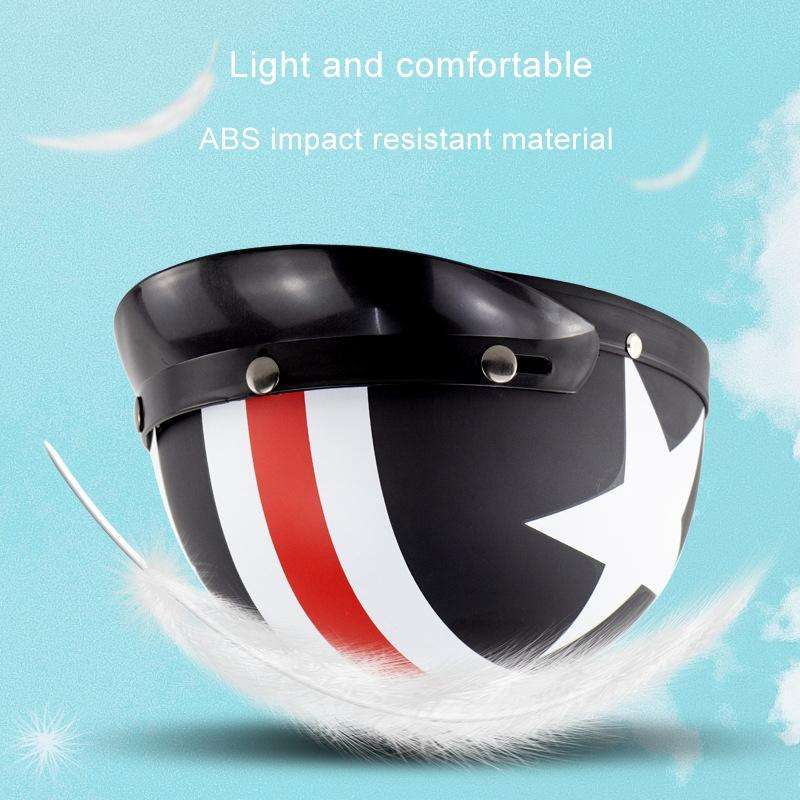 Soman Electromobile Motorcycle Half Face Helmet Retro Harley Helmet with Goggles(Matte Black Fren...