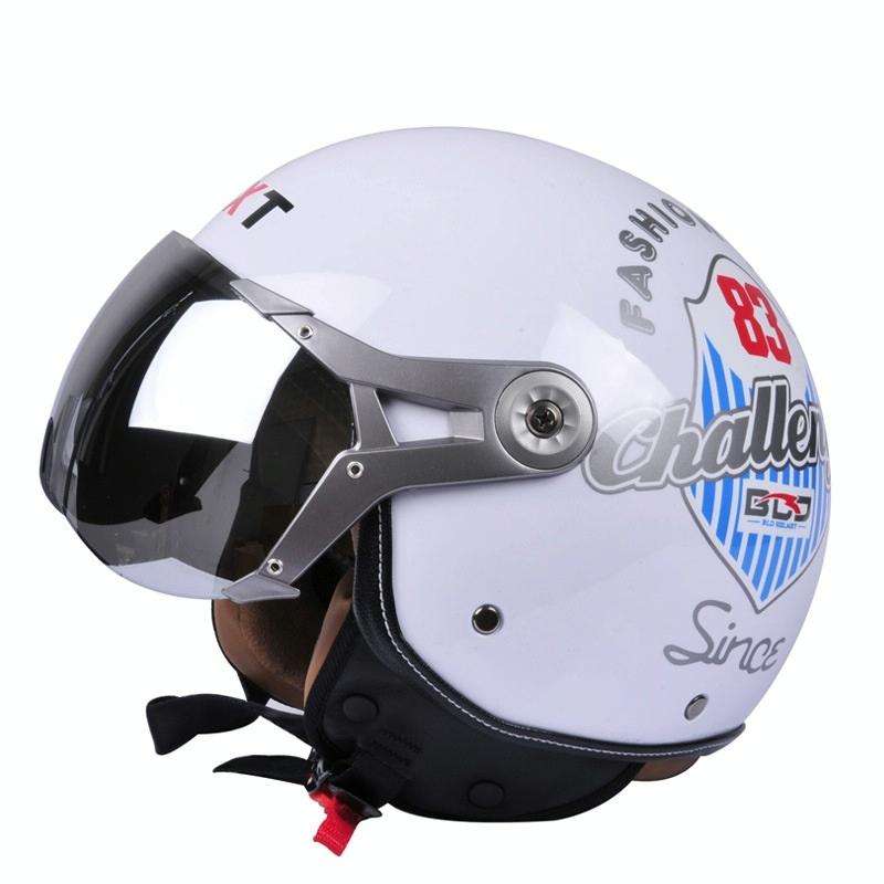 GXT Electric Vehicle Half Cover Helmet Four Seasons Retro Helmet, Size: M(White Shield 83)