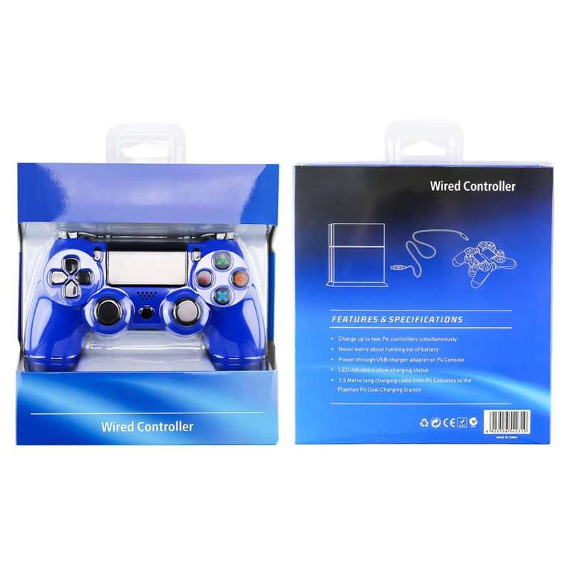 Snowflake Button Wired Gamepad Game Handle Controller for PS4(Red)