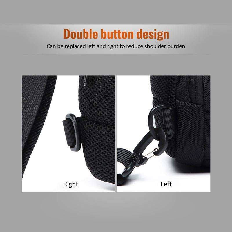 OZUKO 9223 Anti-theft Men Chest Bag Waterproof Crossbody Bag with External USB Charging Port, Sty...