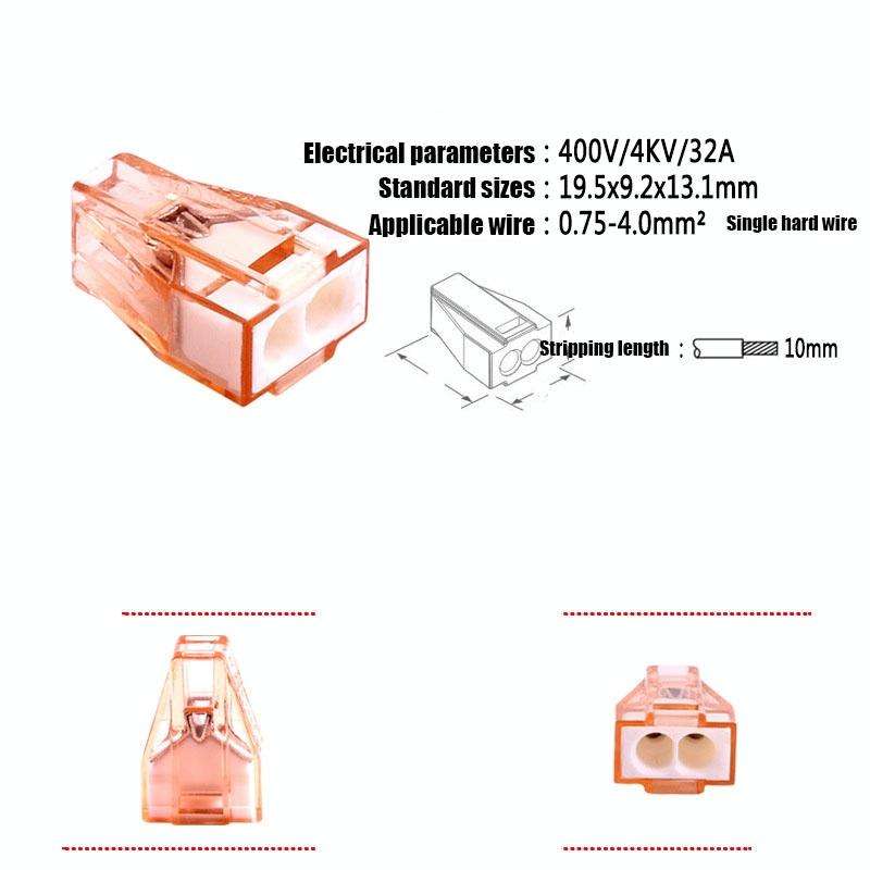 10 PCS 602A Wire Quick Connector Terminal Block Plug-In Parallel Splitter Crimp Cap Copper Insula...