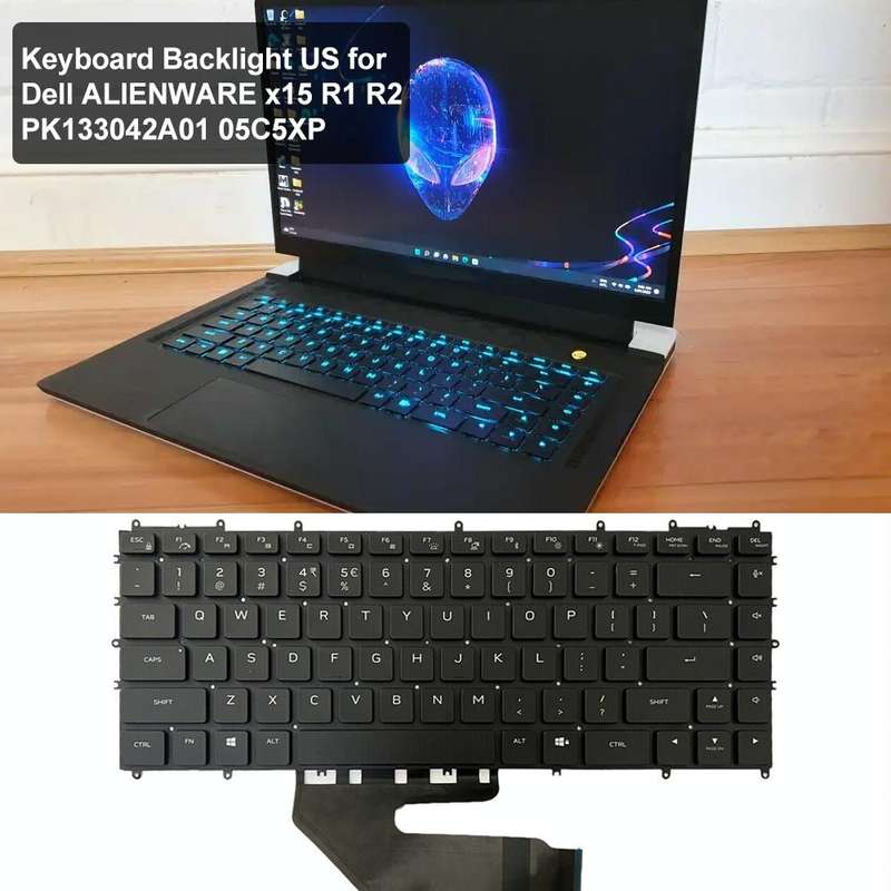 For Dell Alienware x15 R2 / R1 US Version Backlight Laptop Keyboard(Black)