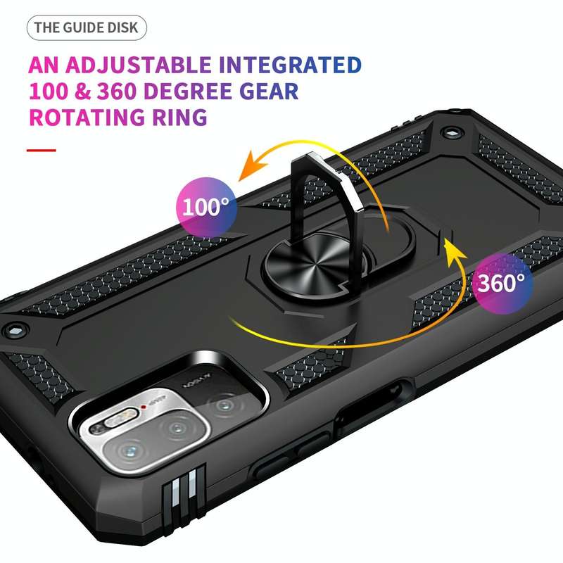 For Xiaomi Redmi Note 10 5G Shockproof TPU + PC Protective Case with 360 Degree Rotating Holder(B...