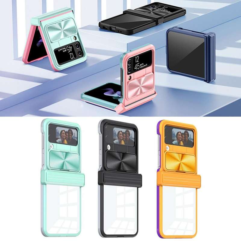 For Samsung Galaxy Z Flip4 360 Full Body Sliding Camshield Phone Case(Blue)