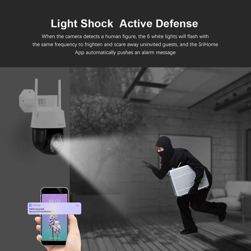 SriHome SH041 5.0MP 20X Optical Zoom 2.4G/5G WiFi IP66 Waterproof AI Auto Tracking H.265 Video Su...