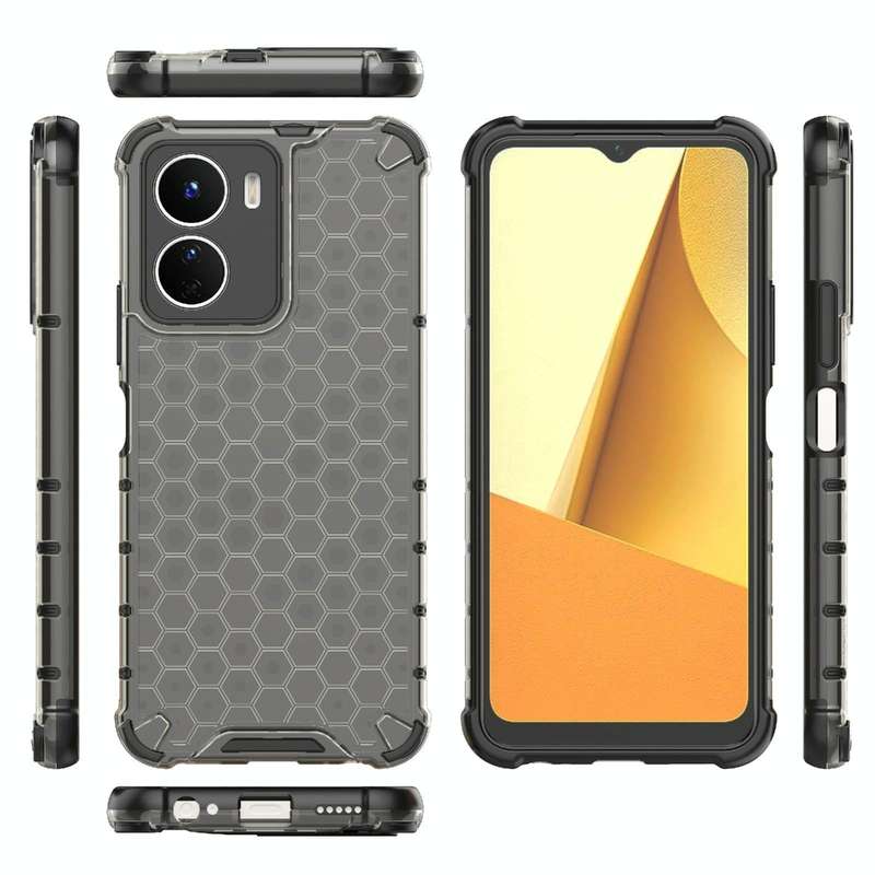 For vivo Y16 4G Global Honeycomb Phone Case(Black)