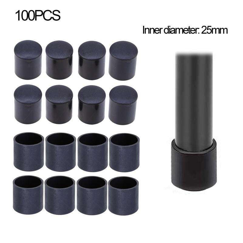 100 PCS Plastic Chair Feet Protectors Black Anti-skid Furniture Legs Table Base Cap Floor Protect...