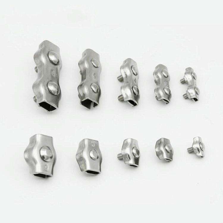 5 PCS 304 Stainless Steel Plate Single Clip Double Clamp Wire Rope Clamp, Specification:M3, Style...