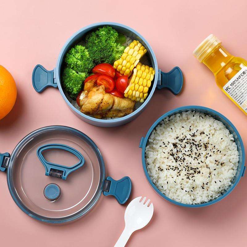 Round Portable Insulation Partitioned Lunch Box Student Office Workers Heated Microwave Oven Bent...