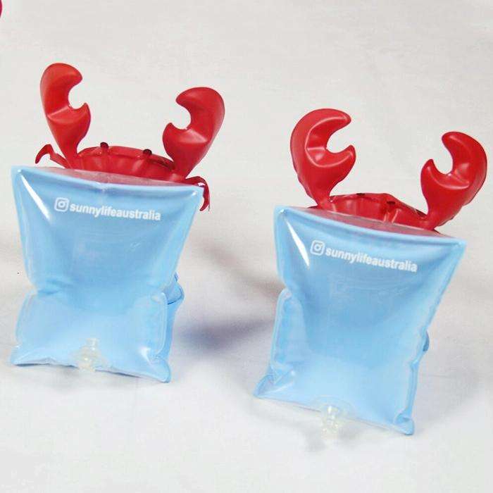 Children Inflatable Red Crabs Shape Arm Bands Floatation Sleeves Water Wings Swimming Floats, Siz...