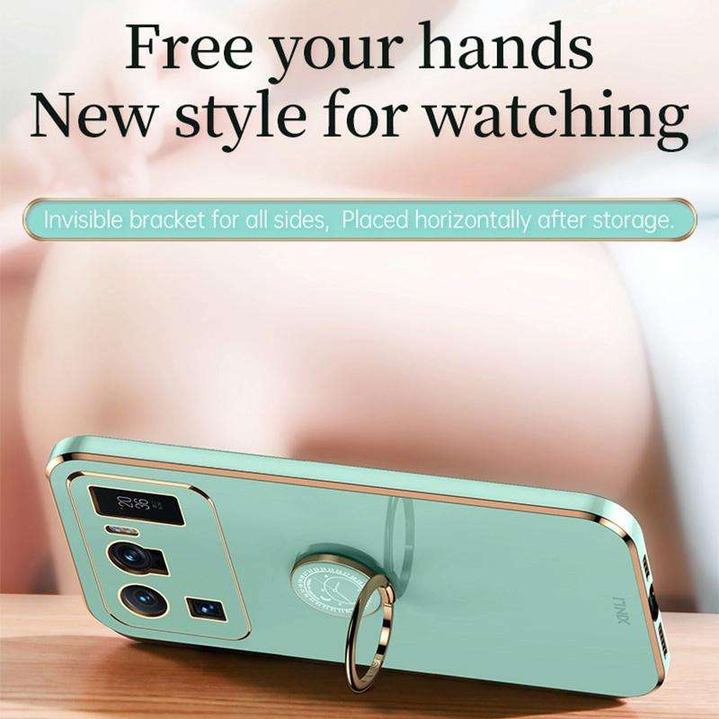 For Xiaomi Mi 11 Ultra XINLI Straight 6D Plating Gold Edge TPU Shockproof Case with Ring Holder(B...