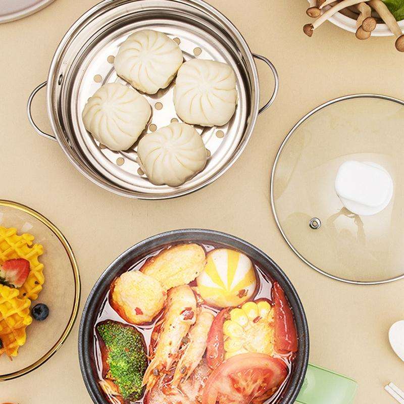 18cm Fast / Slow Gear+Non-stick Pot+Stainless Steel Steaming Grid Multifunctional Mini Electric C...