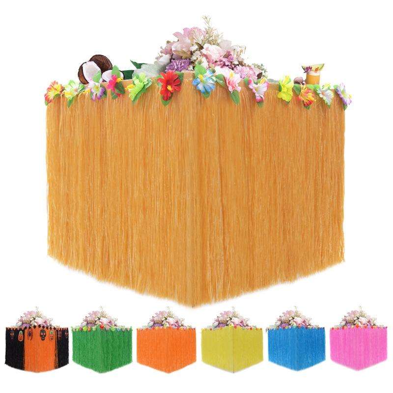 Hawaiian Table Dress Seaside Party Festive Bazaar Table Decorations, Size: 276x30cm(Straw Color)