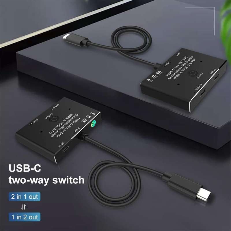 KC-C201 8K30 Type-C / USB-C Bidirectional Switch 10Gbps HD Splitter