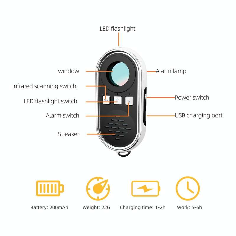 S200 Camera Detector with LED Flashlight (White)