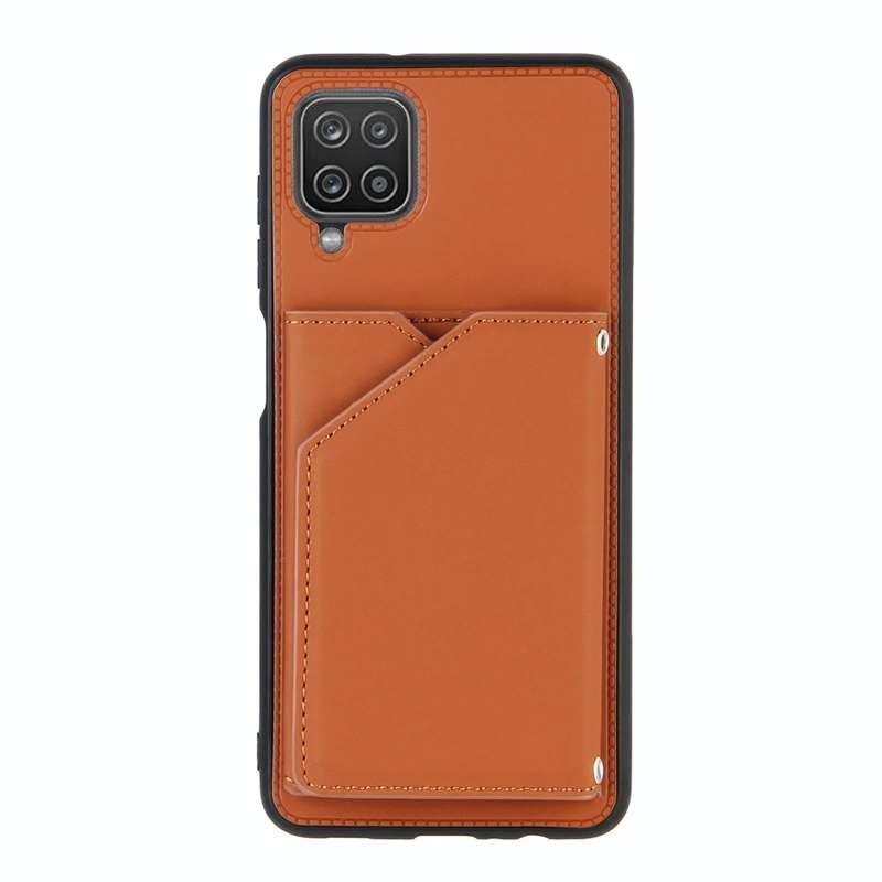 For Samsung Galaxy A12 Skin Feel PU + TPU + PC Back Cover Shockproof Case with Card Slots & Holde...
