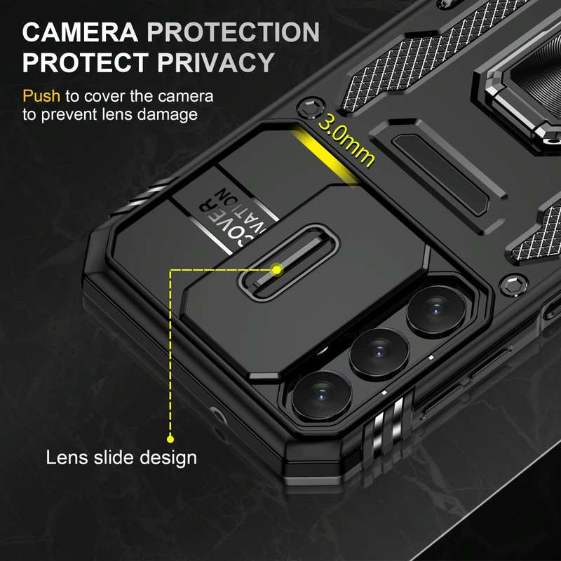 For Samsung Galaxy A15 Armor PC + TPU Camera Shield Phone Case(Black)