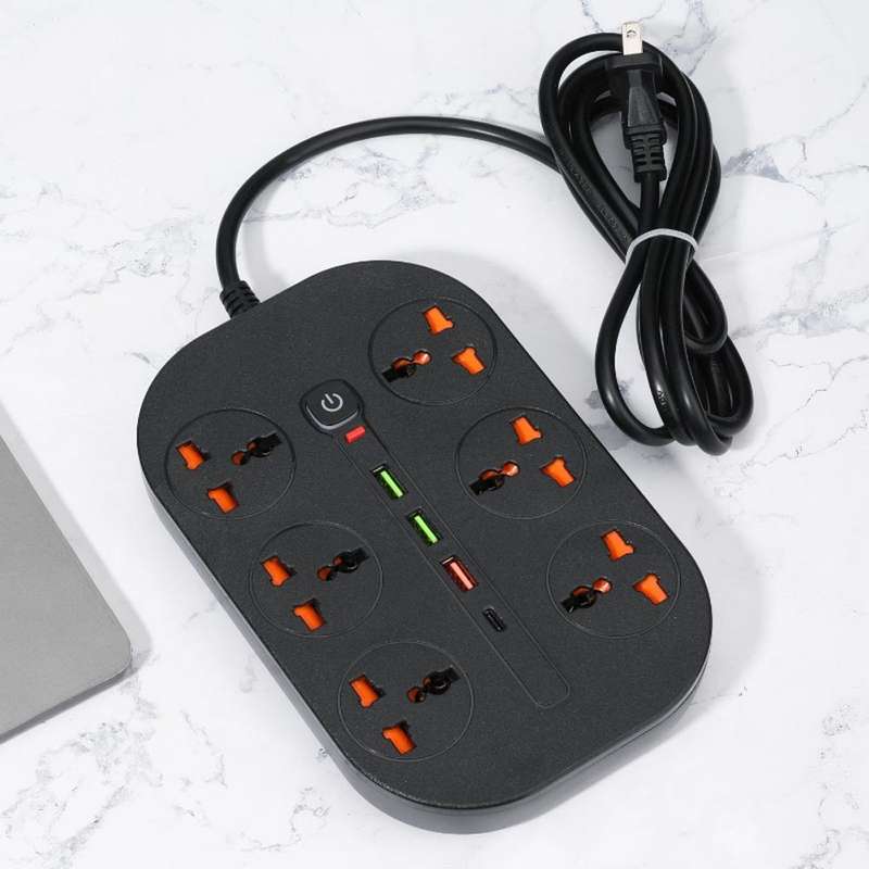 T21 PD3.0 + QC3.0 Multi-Hole Socket Plug 3000W High Power Socket, AU Plug(Black)