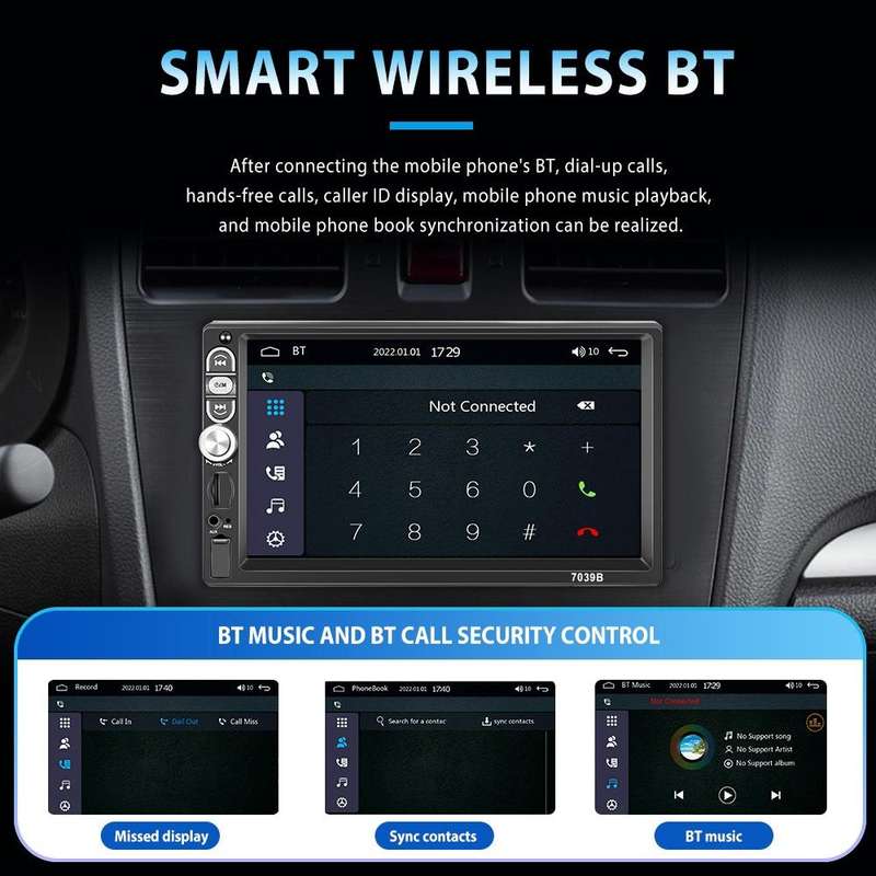 A3061 7 Inches MP5 Bluetooth Player Universal Wired CarPlay Reversing Image Integrated, Style: St...