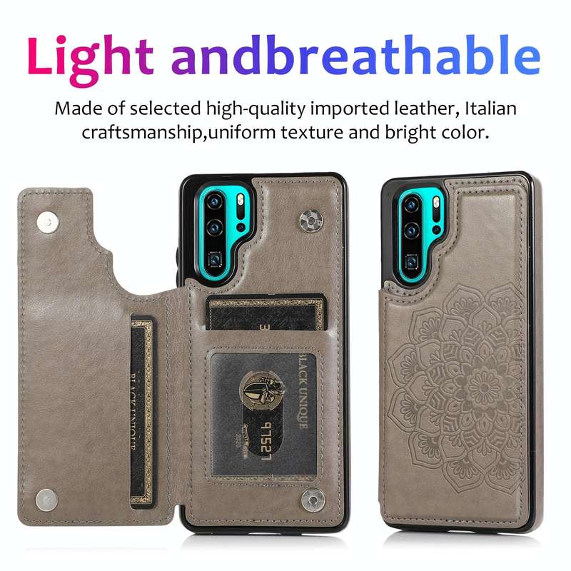 For Huawei P30 Pro Double Buckle Mandala Pattern PU+TPU Protective Case with Card Slots & Holder ...