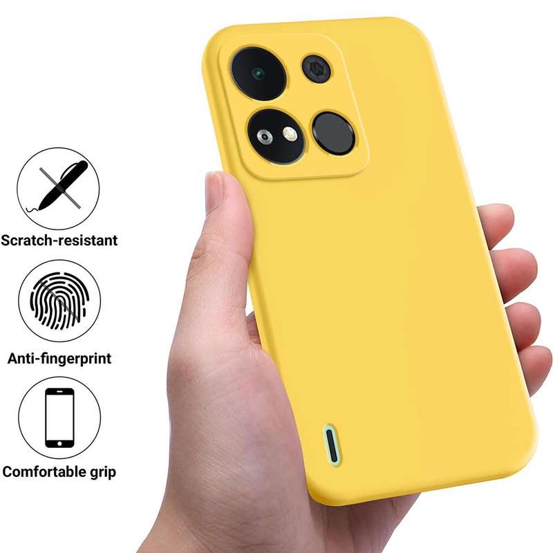 For itel A04 Pure Color Liquid Silicone Shockproof Phone Case(Yellow)