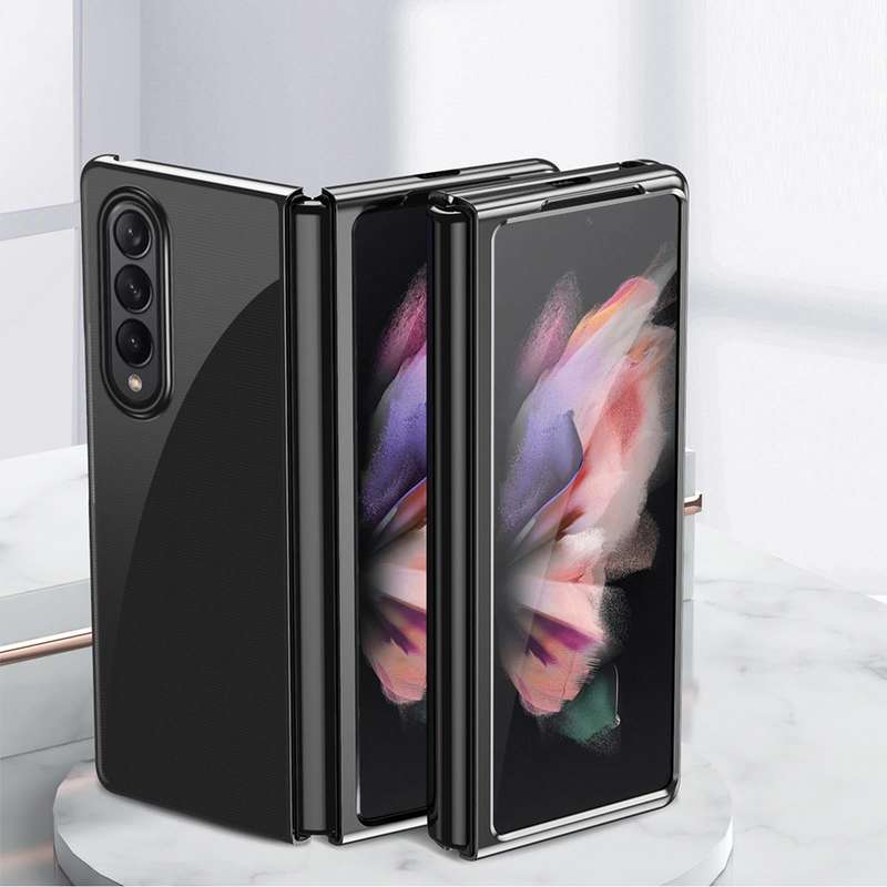 For Samsung Galaxy Z Fold3 5G Electroplated Transparent Folding Case(Black)
