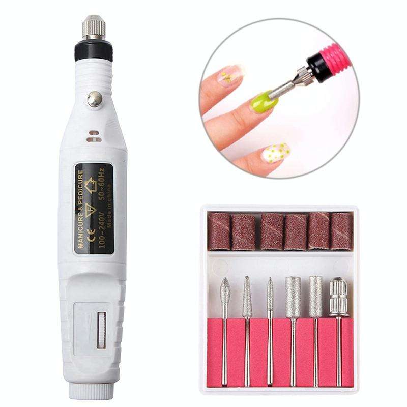 1 Set Power Professional Electric Manicure Machine Pen Pedicure Nail File Nail Tools 6 bits Drill...