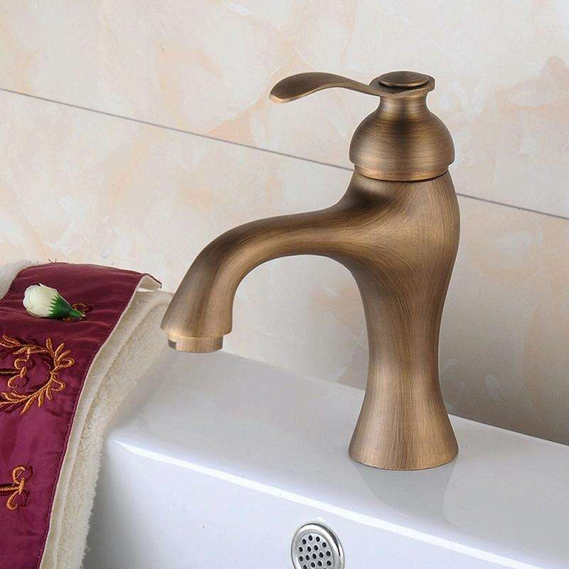 YP-5335 Antique Copper Single-Hole Under-Counter Basin Hot & Cold Water Faucet