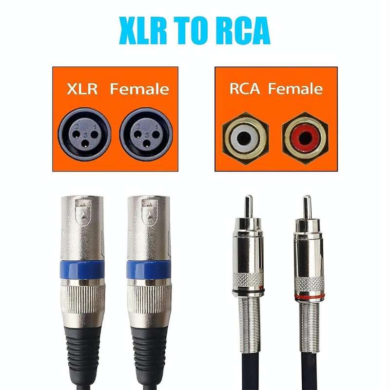2RCA Male 2XLR Caron Female Speaker Audio Balance Cable, Length:0.5m