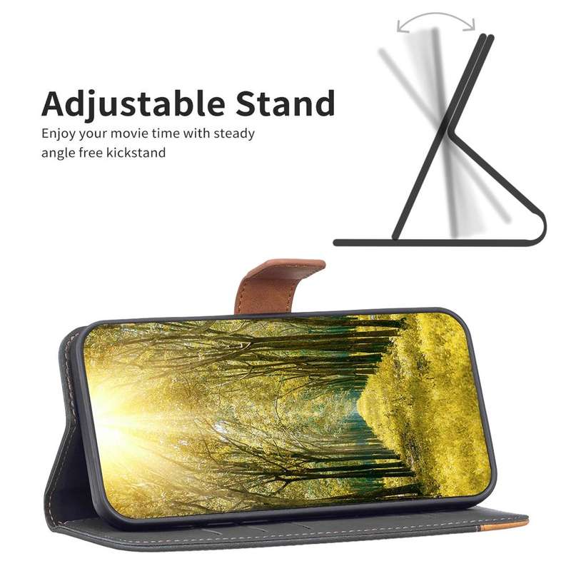 For Xiaomi Redmi 10C BF11 Color Matching Skin Feel Leather Phone Case(Black)