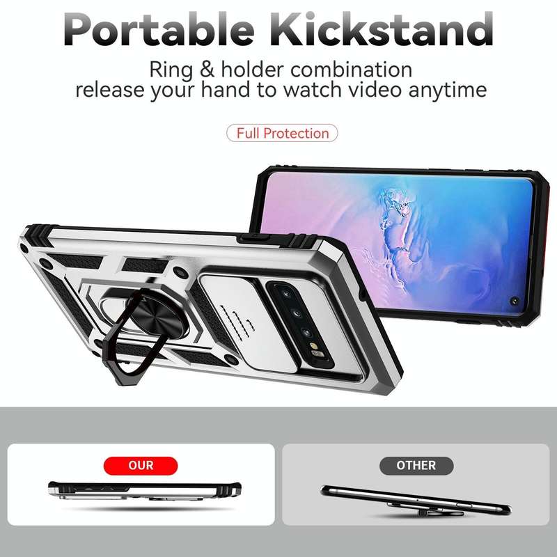 For Samsung Galaxy S10+ Sliding Camshield Holder Phone Case(Silver)