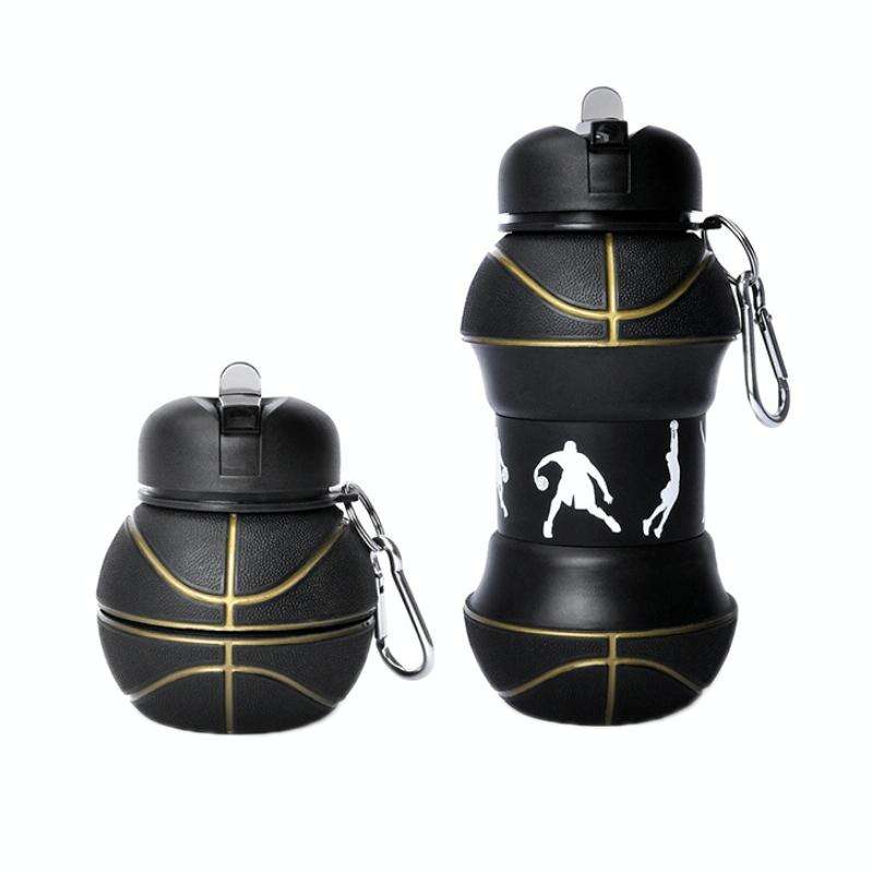 Outdoor Sports Anti-fall Water Bottle Portable Leak-proof Silicone Folding Cup, Shape: Basketball...