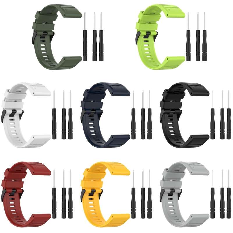For Garmin Fenix 6 Sapphire GPS 22mm Horizontal Texture Silicone Watch Band with Removal Tool(White)