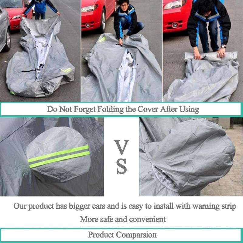 PEVA Anti-Dust Waterproof Sunproof Sedan Car Cover with Warning Strips, Fits Cars up to 4.9m(191 ...